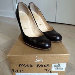 Christian Louboutin Miss Boxe Brown Wedge Shoes